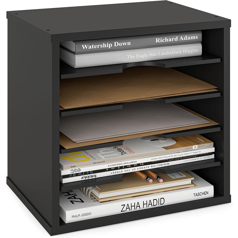 Tray Sorter Stacking - 5-Tier Wooden Mail Sorter, Office Desk